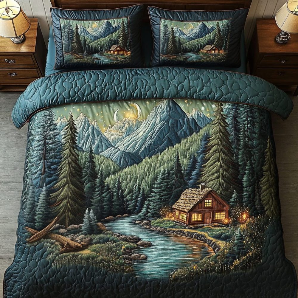 Evergreen Bliss 3-Piece Quilted Bedding Set