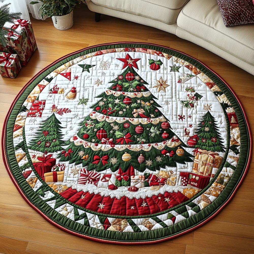 Evergreen Festivity Quilted Round Mat