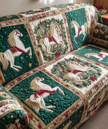 Evergreen Horses Quilted Sofa Cover