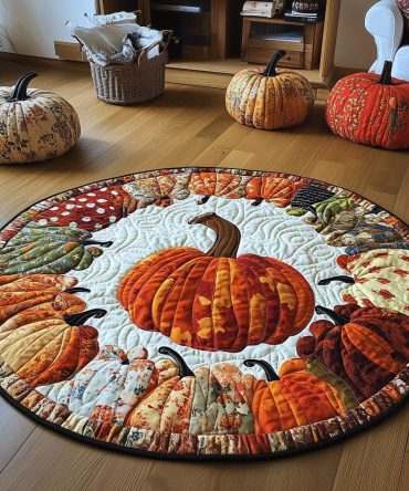 Fall Pumpkin Quilted Round Mat
