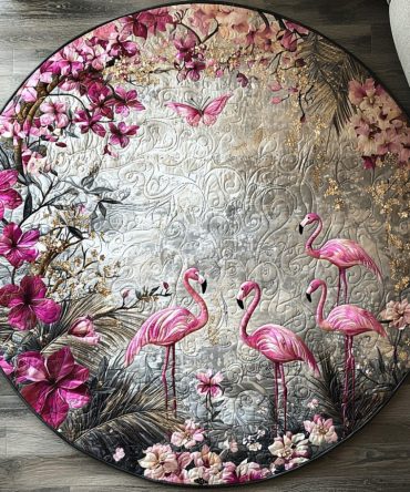 Fancy Flamingo Quilted Round Mat