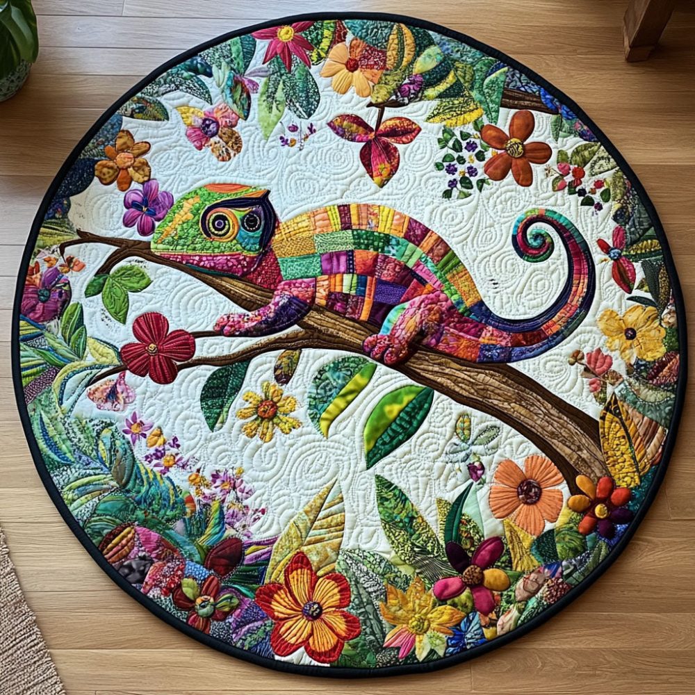 Fantasy Chameleon Quilted Round Mat