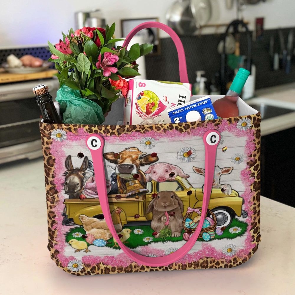 Chic Farm Animal Tote Bag - Vibrant, Fun, And Spacious With Pink Leopard Print - Perfect For Shopping Or Beach - Image 4