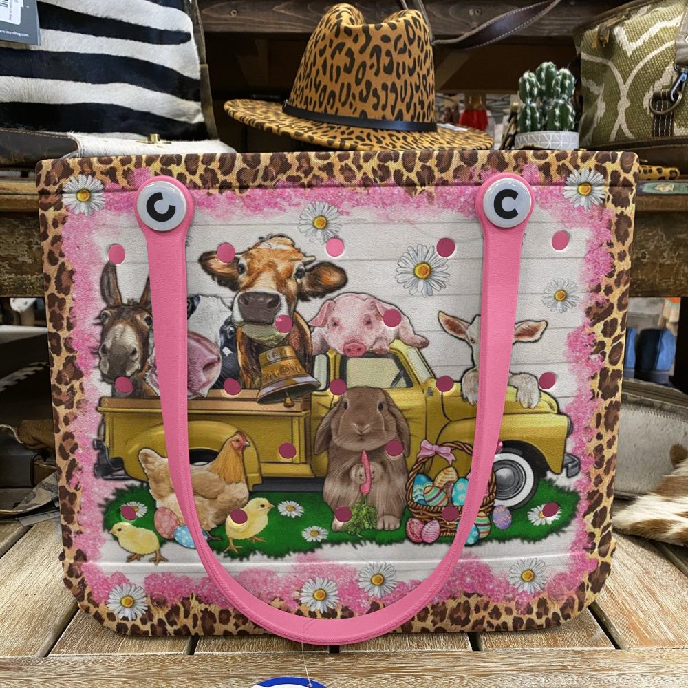 Chic Farm Animal Tote Bag - Vibrant, Fun, And Spacious With Pink Leopard Print - Perfect For Shopping Or Beach - Image 6