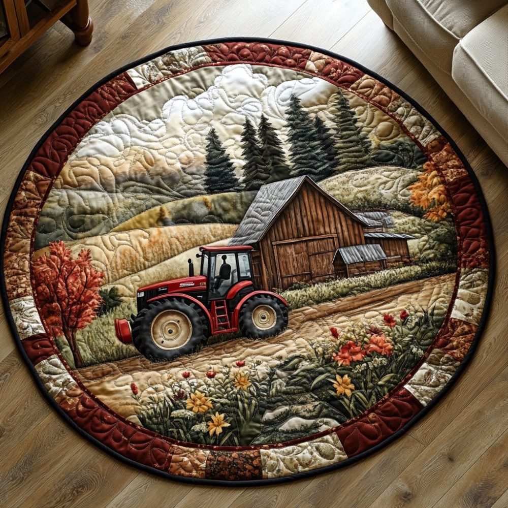 Farm Mechanic Quilted Round Mat