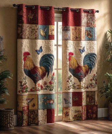 Farmhouse Hen Cluster Quilted Curtains