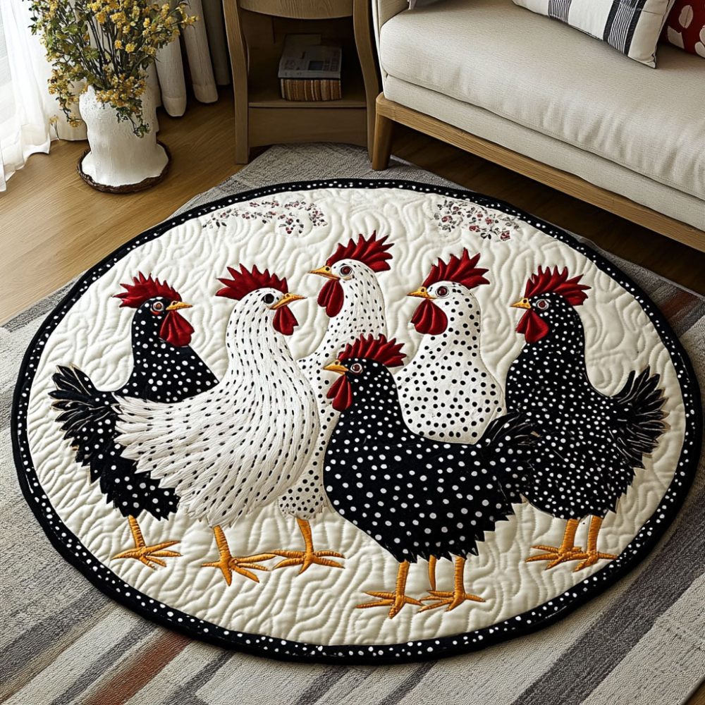 Farmyard Gathering Quilted Round Mat