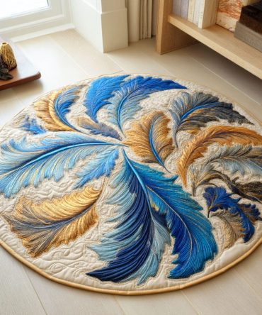 Feather Flame Quilted Round Mat