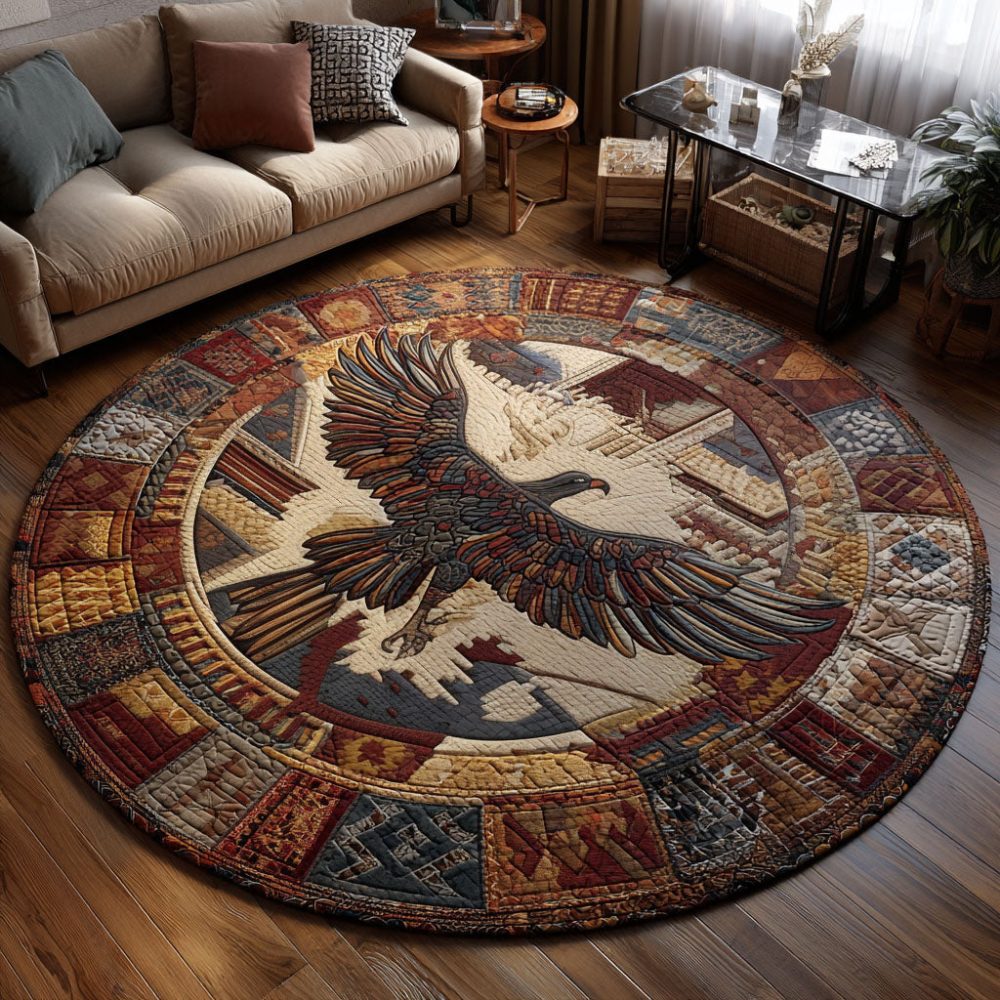 Feathered Balance Quilted Round Mat