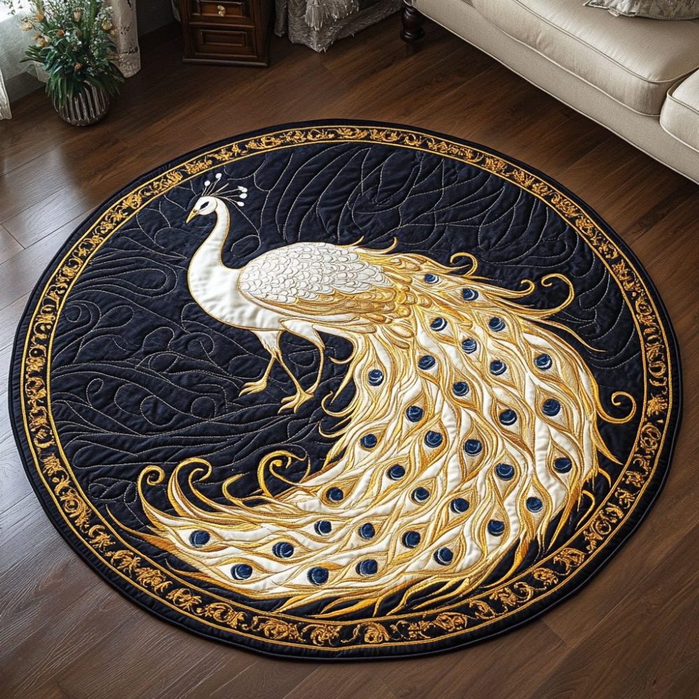 Feathered Jewel Quilted Round Mat