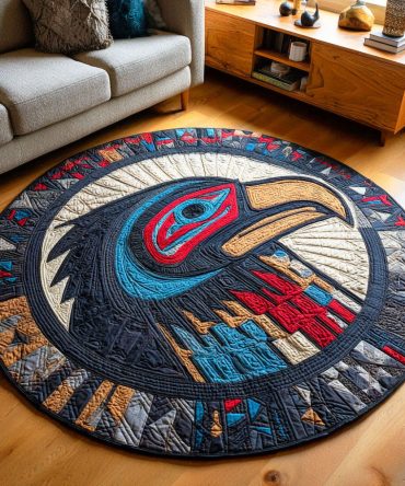 Feathered Messenger Quilted Round Mat