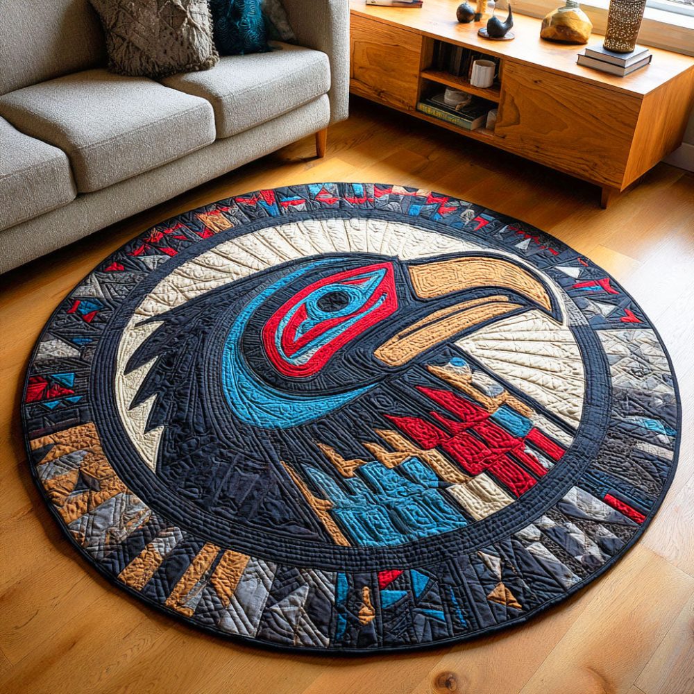 Feathered Messenger Quilted Round Mat