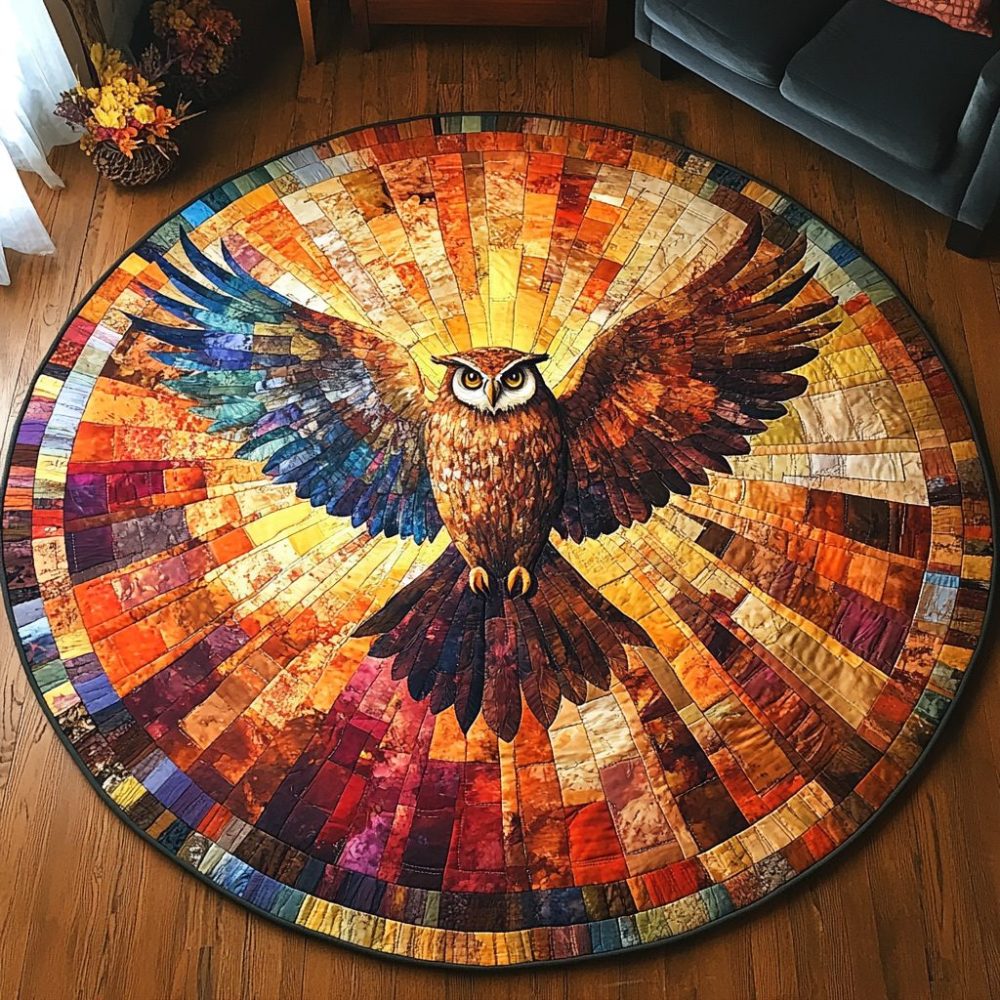 Feathered Oracle Quilted Round Mat