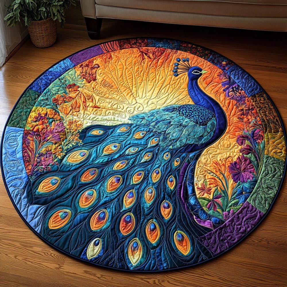Feathers Of Elegance Quilted Round Mat