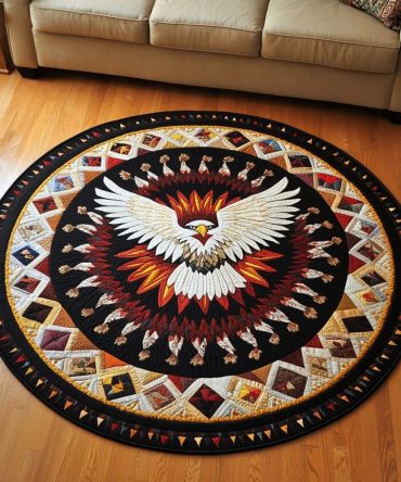 Feathers Of Wisdom Quilted Round Mat