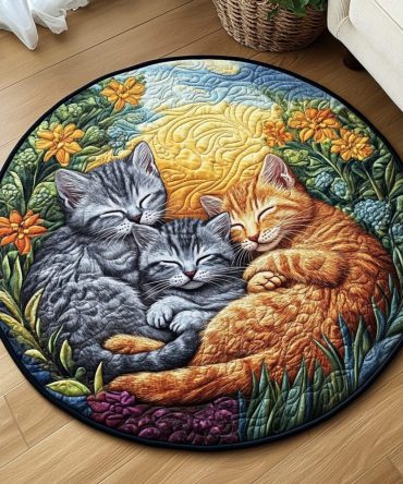 Feline Dreaming Quilted Round Mat