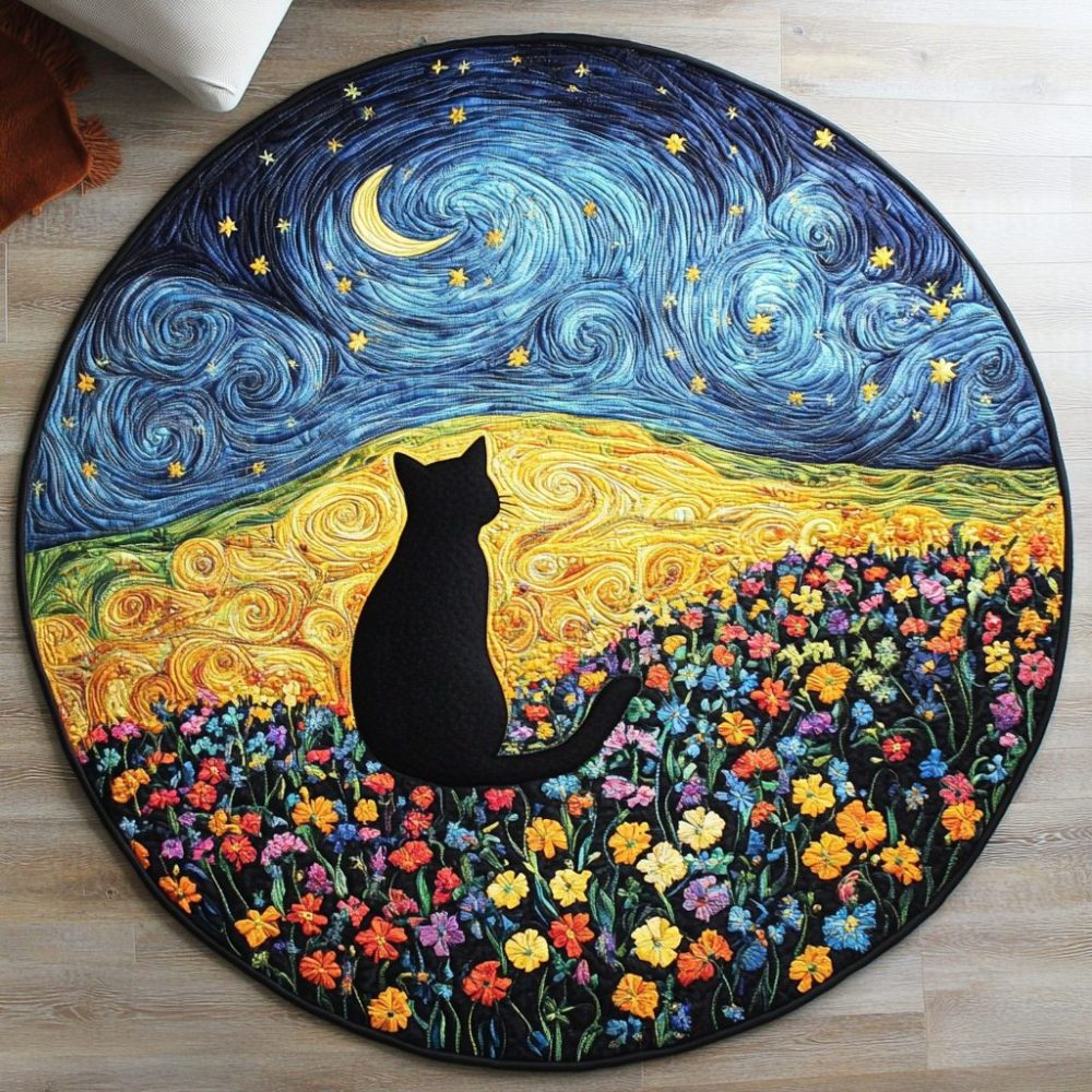 Feline Dreamland Quilted Round Mat