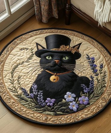 Feline Noir Quilted Round Mat