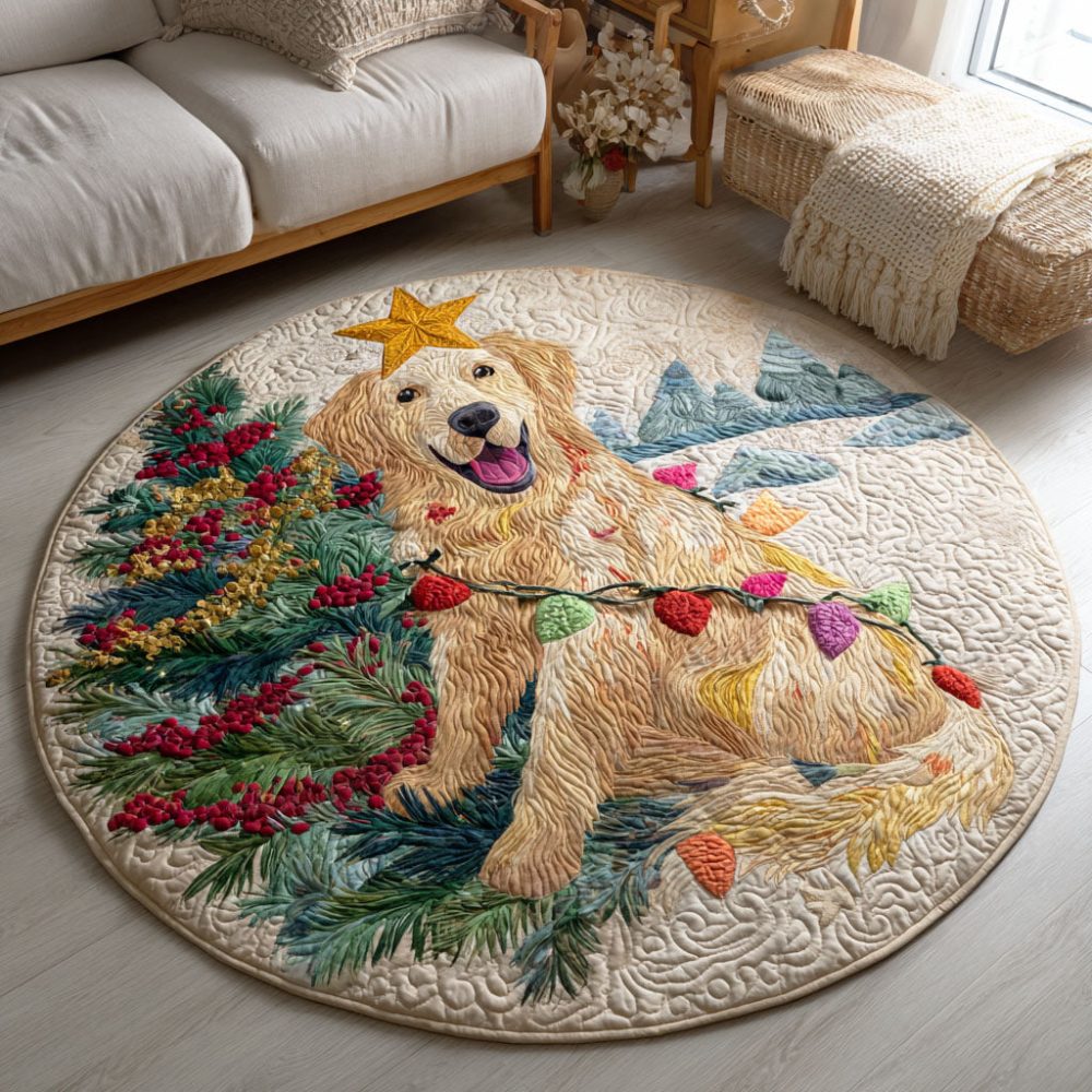 Festive Fetch Quilted Round Mat