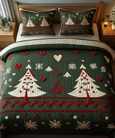 Festive Forest Charm 3-Piece Quilted Bedding Set