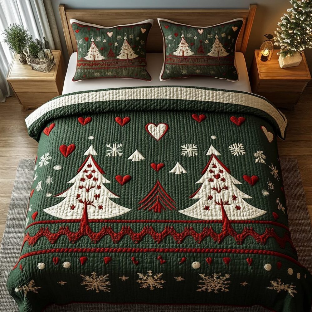 Festive Forest Charm 3-Piece Quilted Bedding Set
