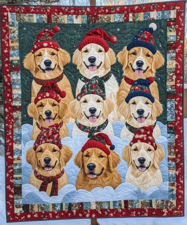 Festive Furry Friends Art Quilt Hanging