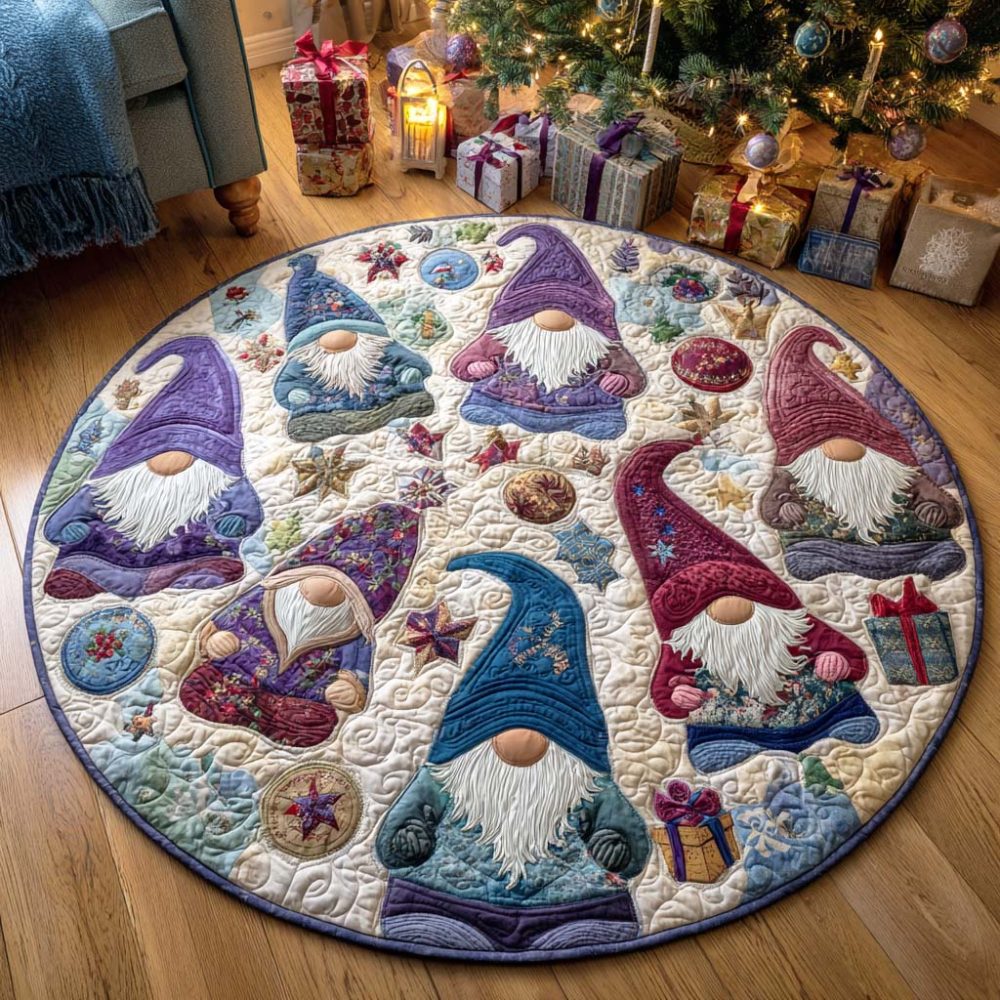 Festive Gnome Quilted Round Mat