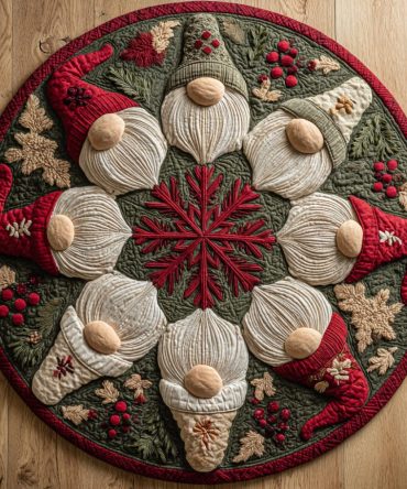 Festive Gnomes Quilted Round Mat