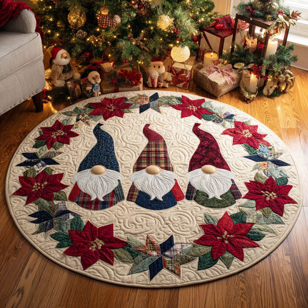 Festive Gnomes Quilted Round Mat
