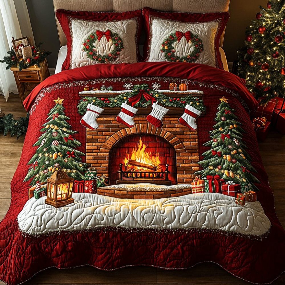 Festive Hearth 3-Piece Quilted Bedding Set