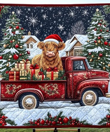 Festive Highland Joy Quilted Blanket