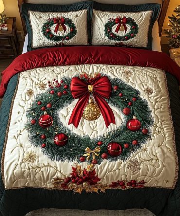 Festive Jewel Elegance 3-Piece Quilted Bedding Set