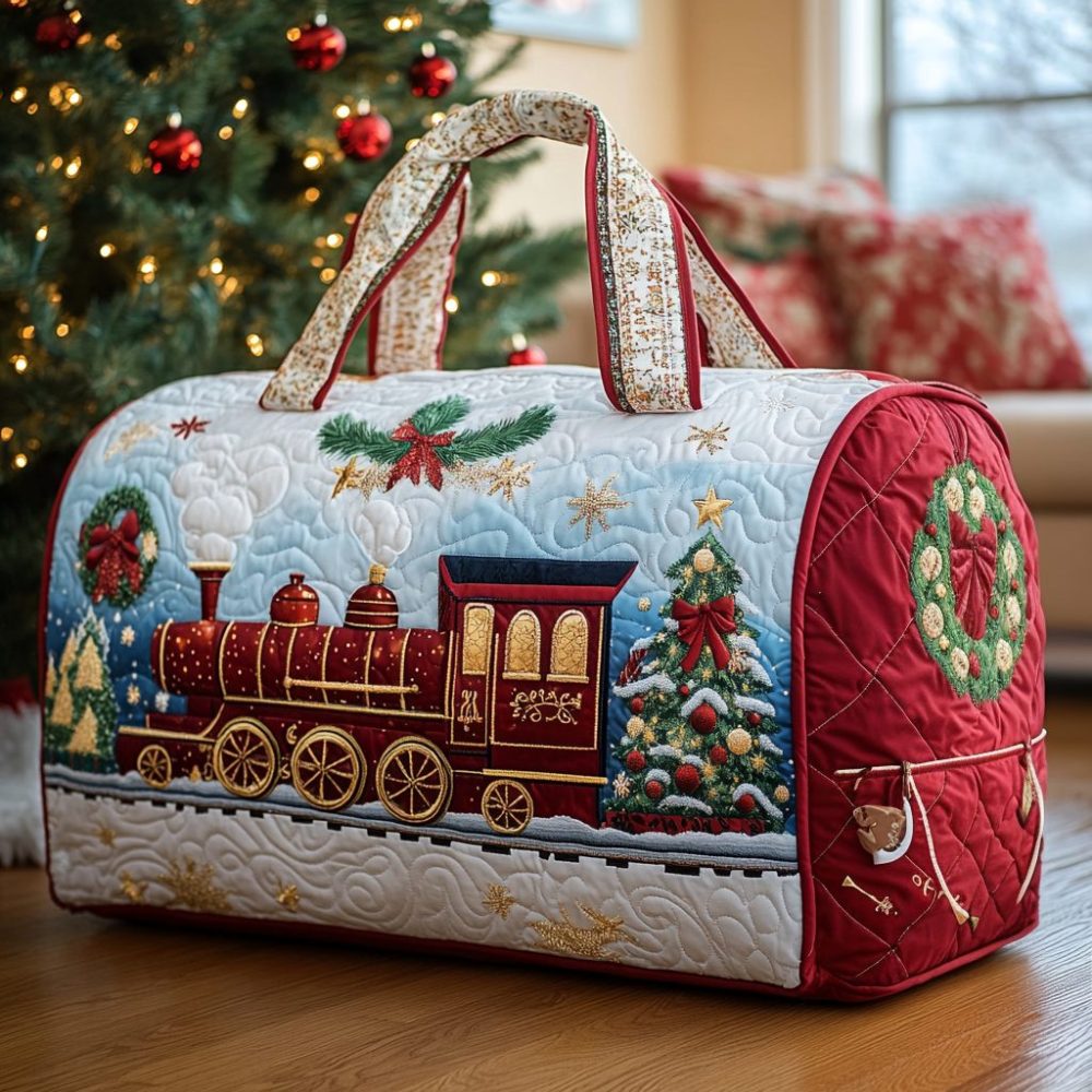 Festive Rails Quilted Duffle Bag