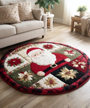 Festive Santa Claus Quilted Round Mat