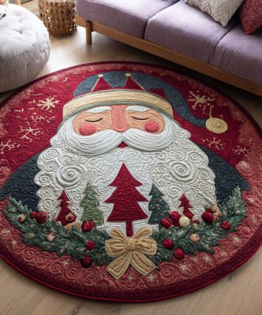 Festive Santa Claus Quilted Round Mat
