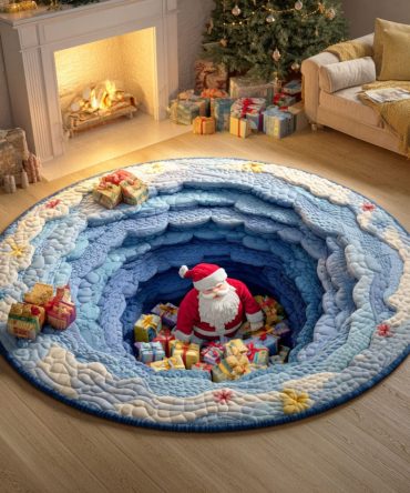 Festive Santa Gift Quilted Round Mat