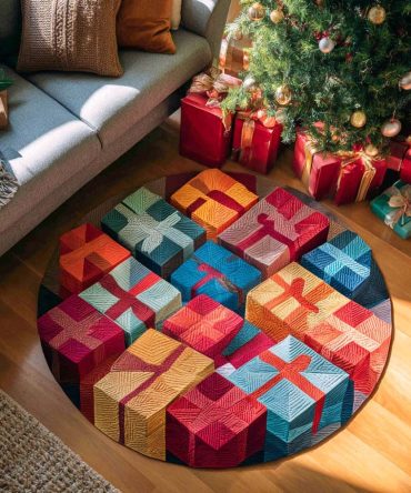 Festive Stacks Quilted Round Mat