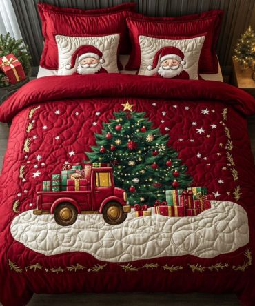 Festive Tree Hauler 3-Piece Quilted Bedding Set