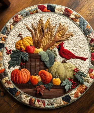 Fields Of Gratitude Quilted Round Mat