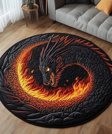 Fierce Dragon Quilted Round Mat