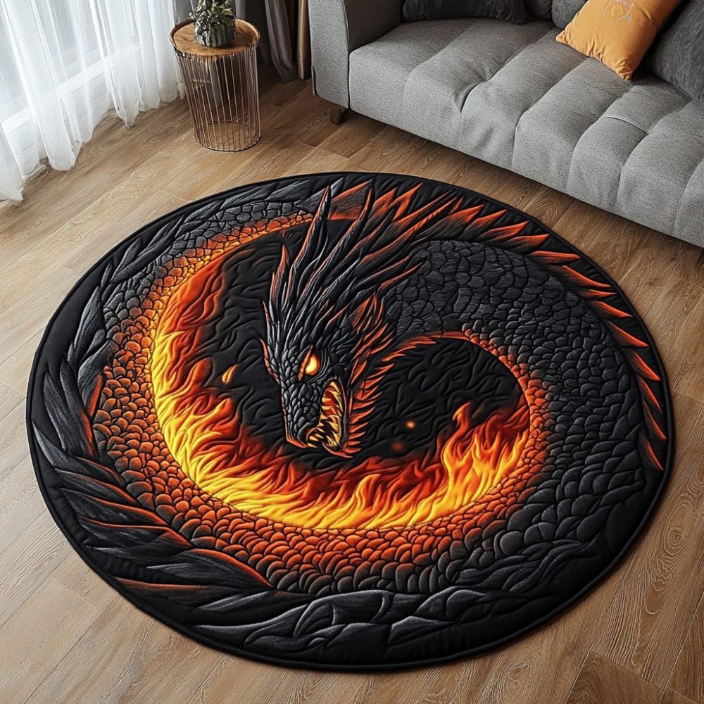 Fierce Dragon Quilted Round Mat