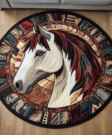 Fiery Hooves Quilted Round Mat
