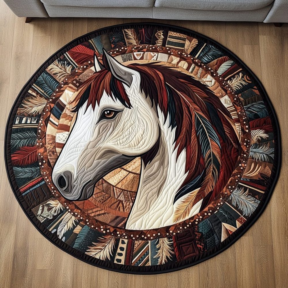 Fiery Hooves Quilted Round Mat