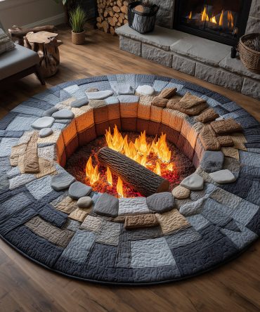 Fire Pit Serenity Quilted Round Mat