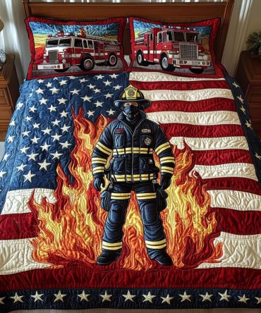 Firefighter Patriot 3-Piece Quilted Bedding Set