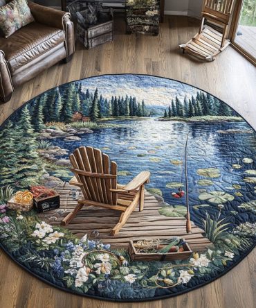 Fishing Escape Quilted Round Mat