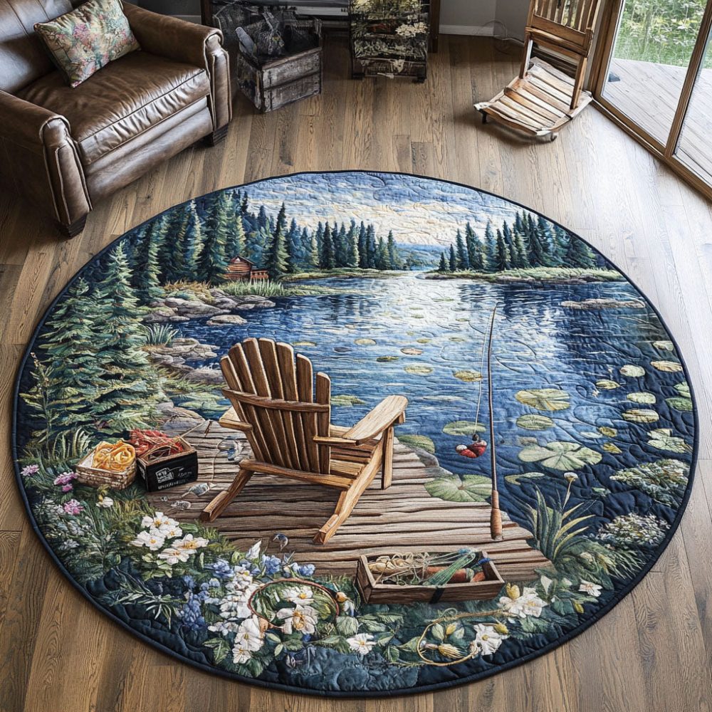 Fishing Escape Quilted Round Mat