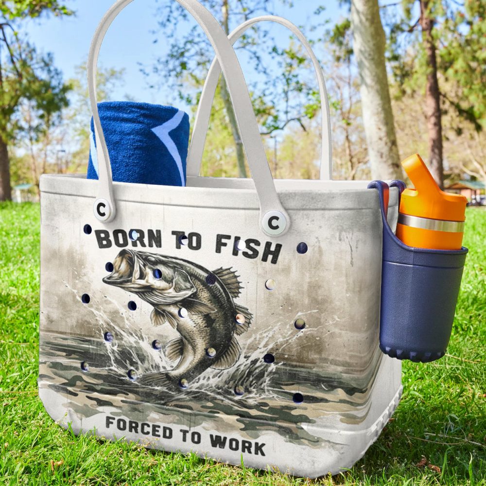 Born To Fish Tote Bag – Durable, Stylish Fishing Gear Carrier For Outdoor Enthusiasts - Image 3