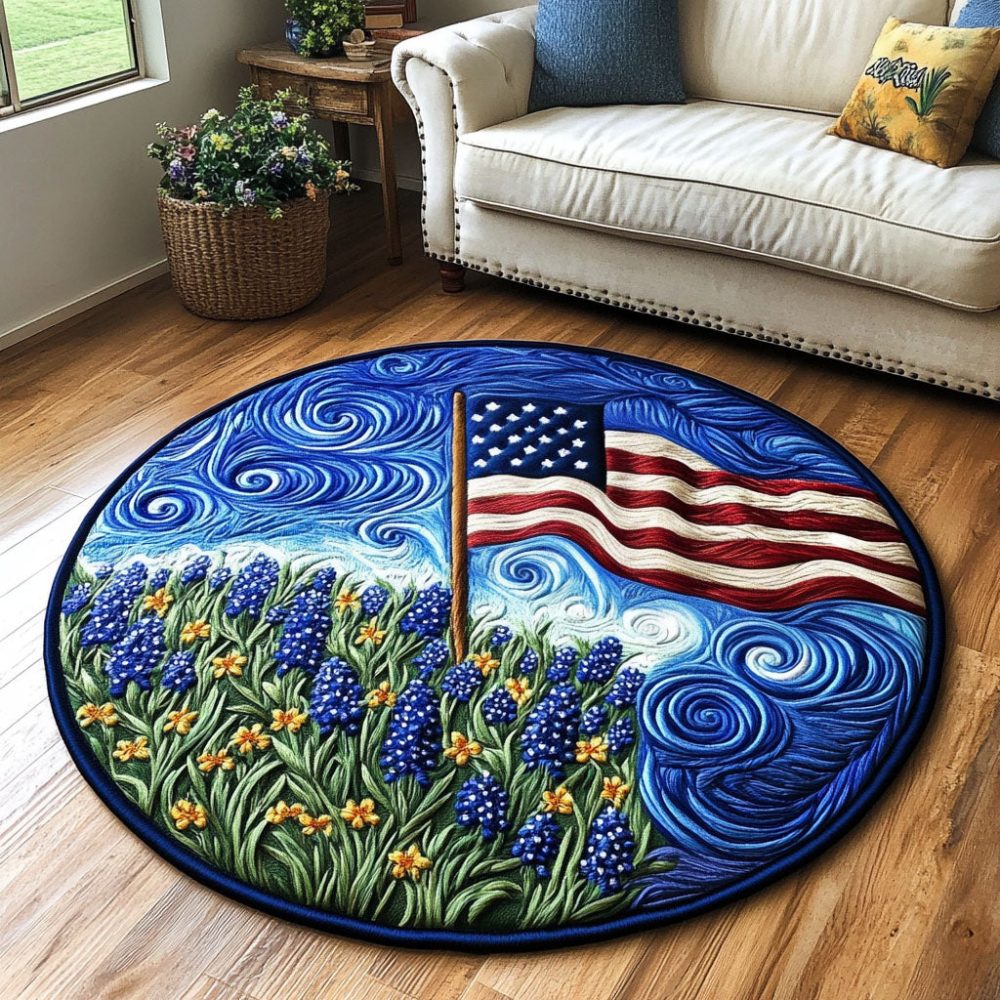 Flag Of Freedom Quilted Round Mat