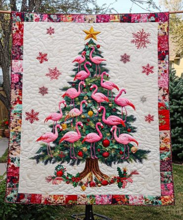 Flamingo Charm Quilted Blanket